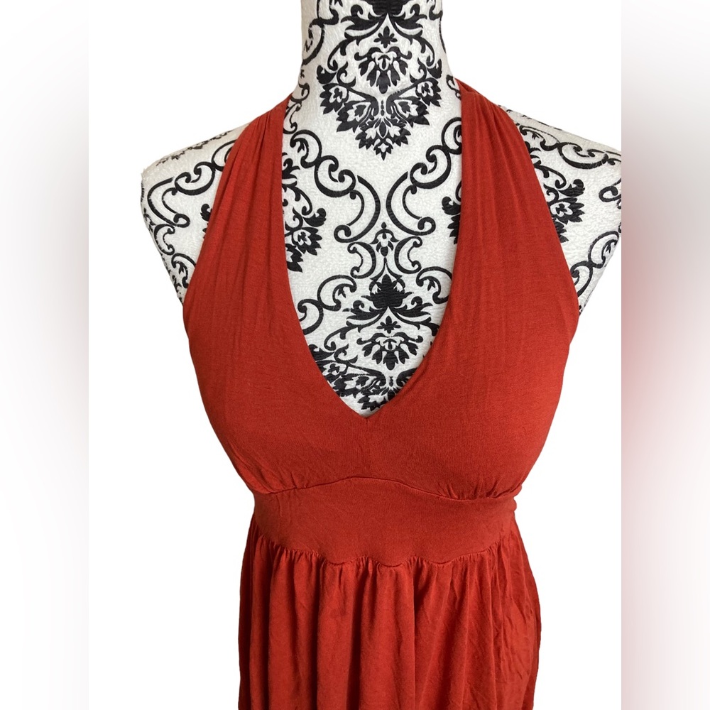 (SOLD) 🎊BANANA REPUBLIC NWOT Rustic Red Halter Dress - Picture 2 of 6